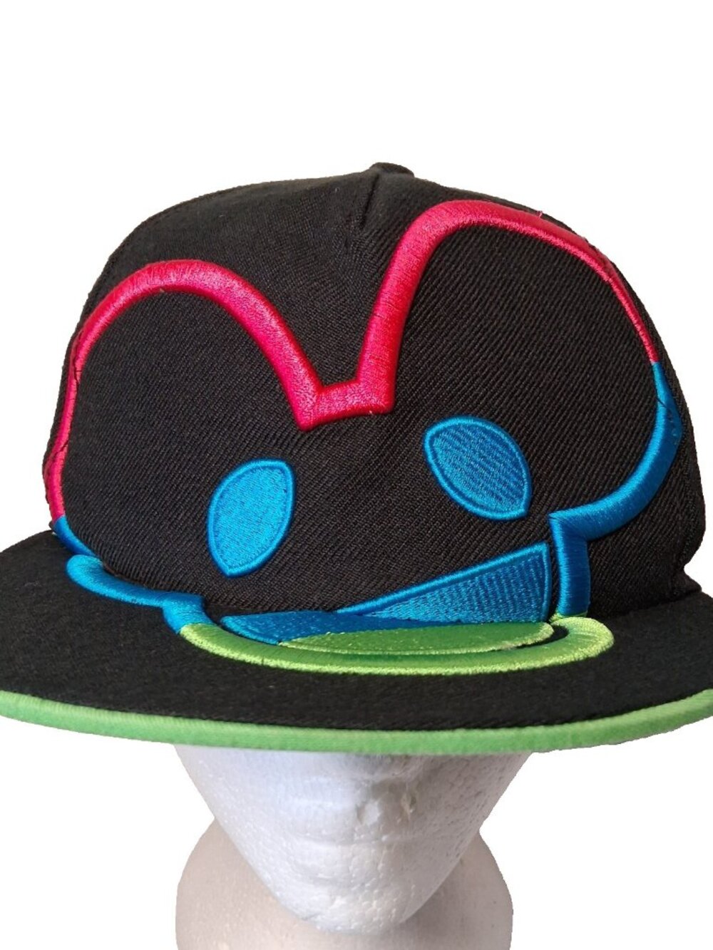 Deadmau5 Cap Hat Black Neon Flat Brim EDM Electronic Dance House Music Rave